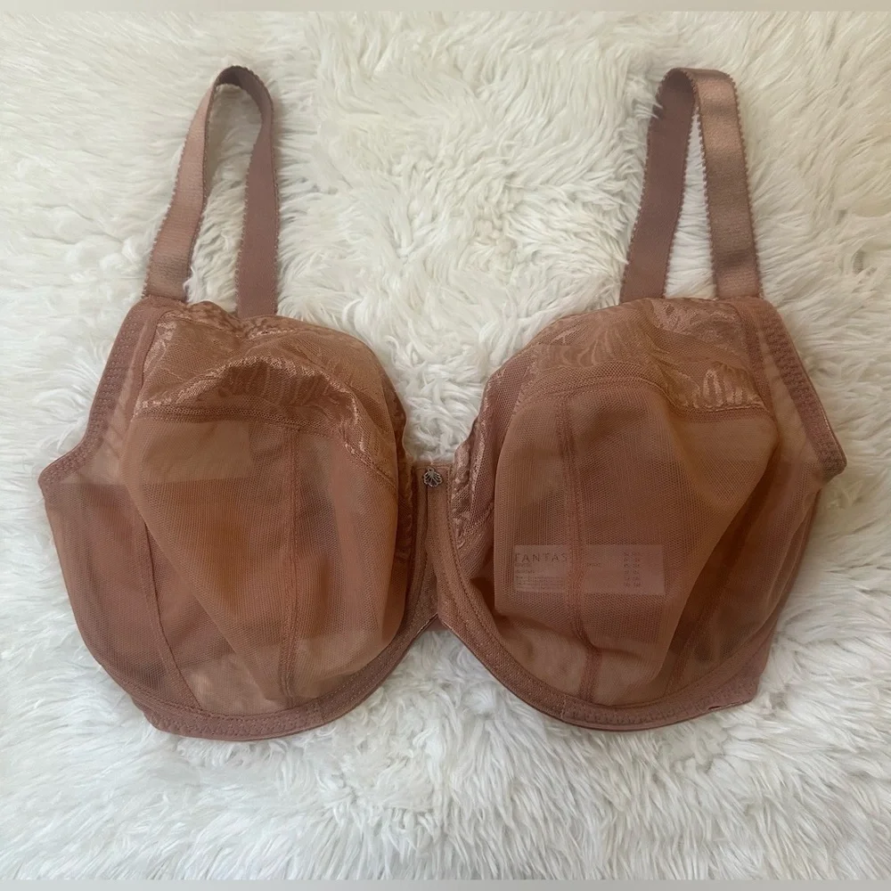 Fantasie Devote  Bra Womens 34 K Tan Mesh Underwired Side Support full coverage - Picture 2 of 8